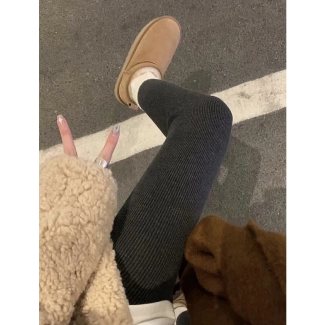 天天推荐 细坑条螺纹加绒裤连袜