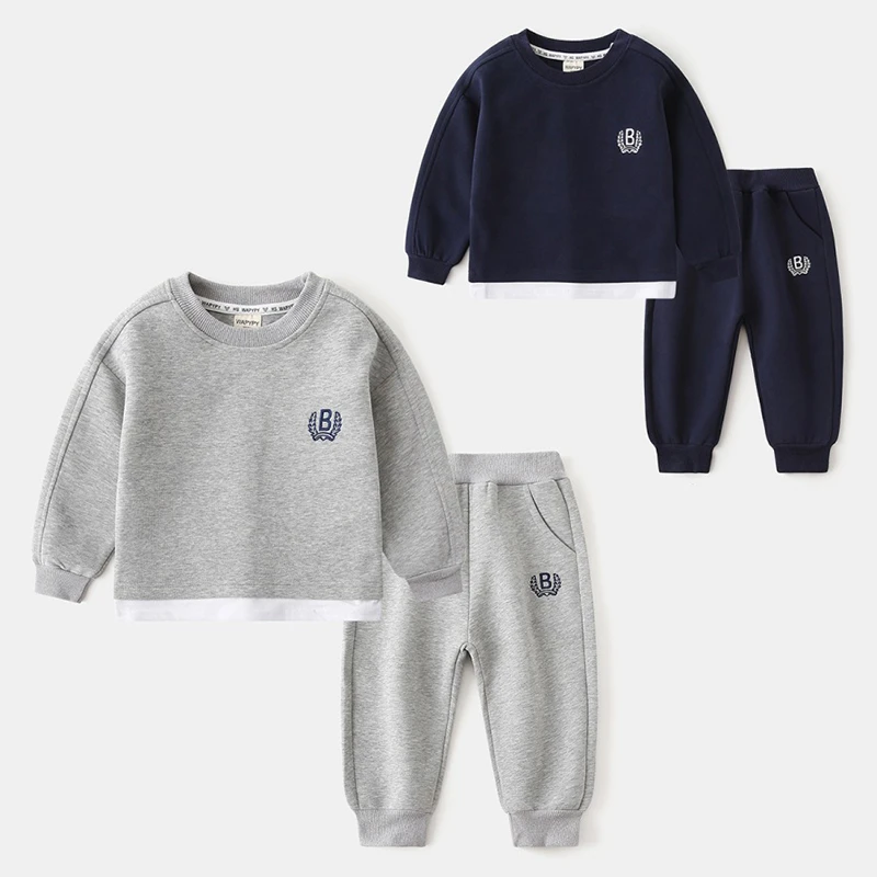 儿童卫衣运动裤两件套新款春秋装男童假两件宝宝时尚韩版套装长袖