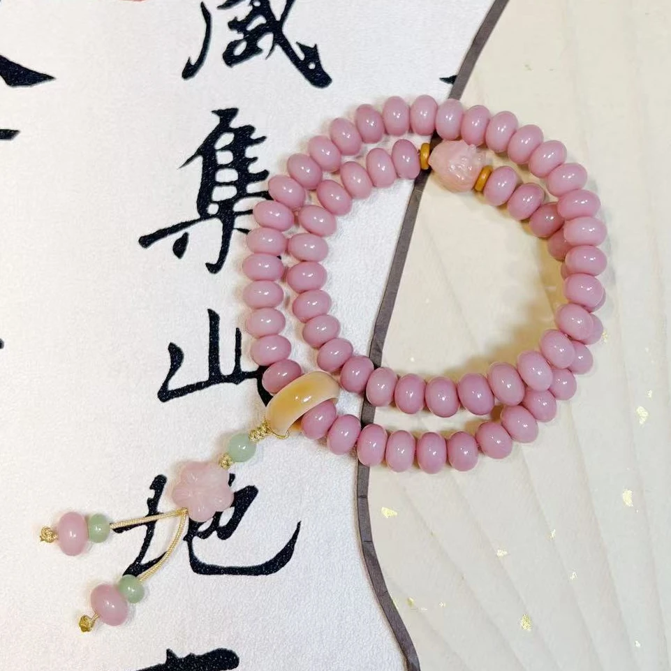 芋泥啵啵菩提双圈手串国风九尾狐手持女生百搭盘玩菩提根文玩珠串