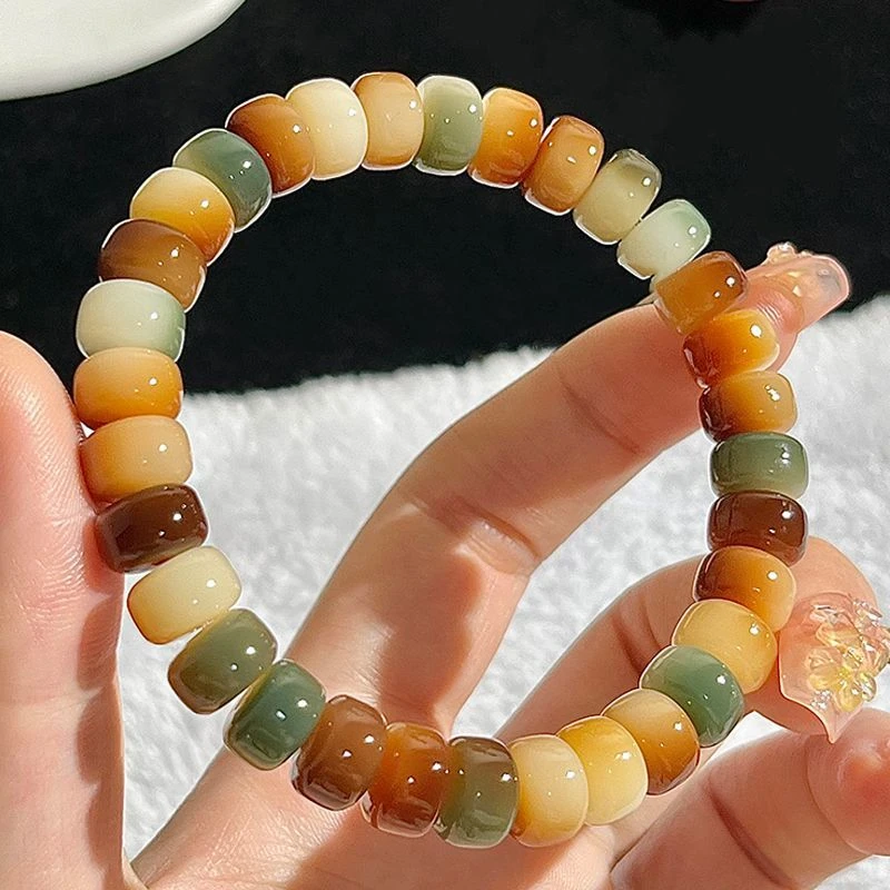 直切药片珠型菩提根手串小尺寸秀气多宝色珠串绕指柔手工百搭文玩