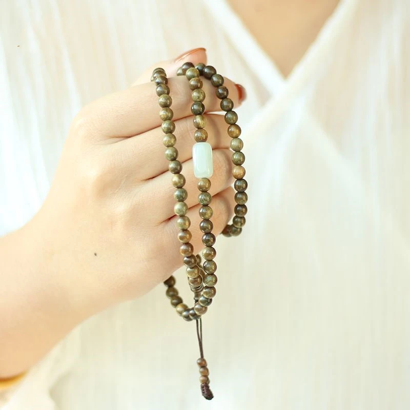 108颗手串女多圈学生手串情侣檀香天然中国风绿檀木手串原创手链