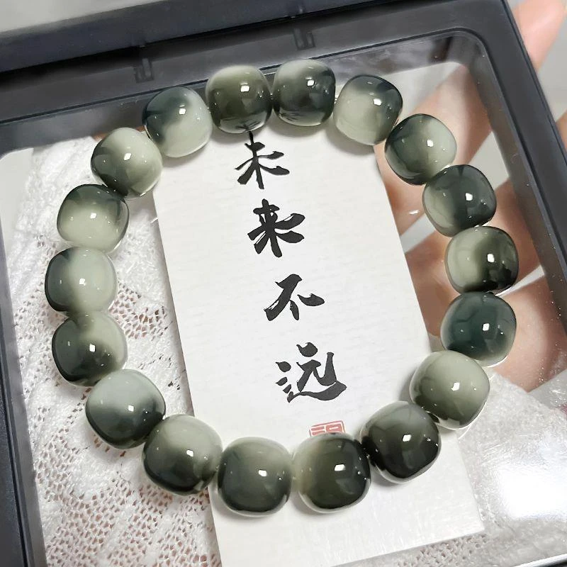 【夜江蓝烟】新品水墨色系菩提根手串学生版正品盘玩菩提子佛珠手串