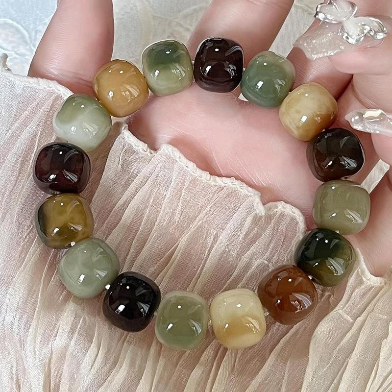 原生态菩提根手串五年籽花皮老料精工干磨绕指柔盘玩菩提子女手链