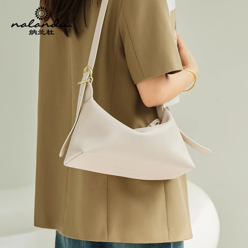 纳兰杜腋下包包女2025新款斜挎包高级白色单肩真皮女包*