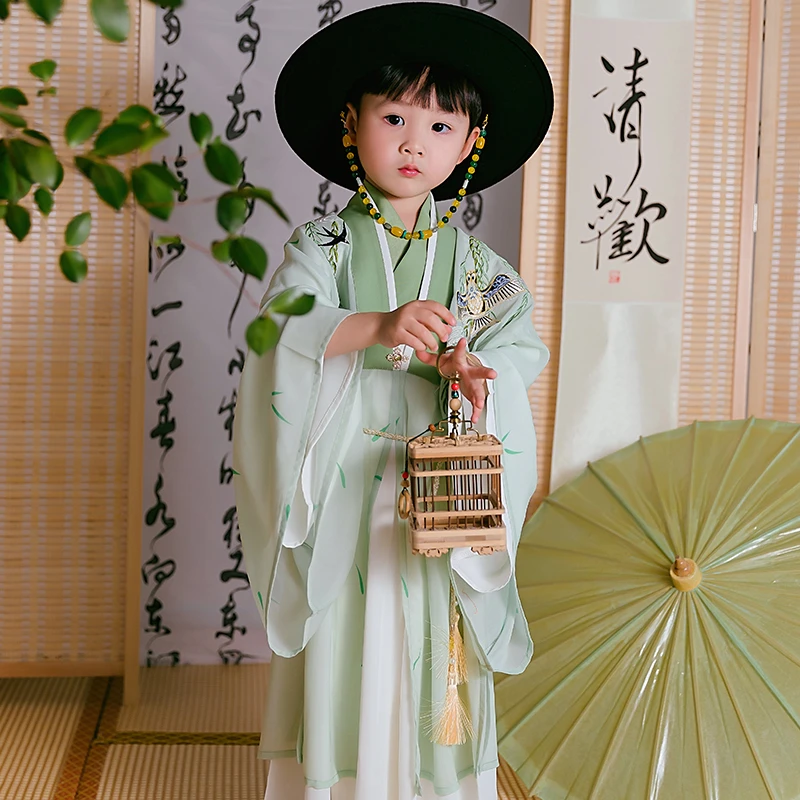 喜龄记男童汉服儿童2023新款唐装春秋款古装男孩宝宝明制汉服