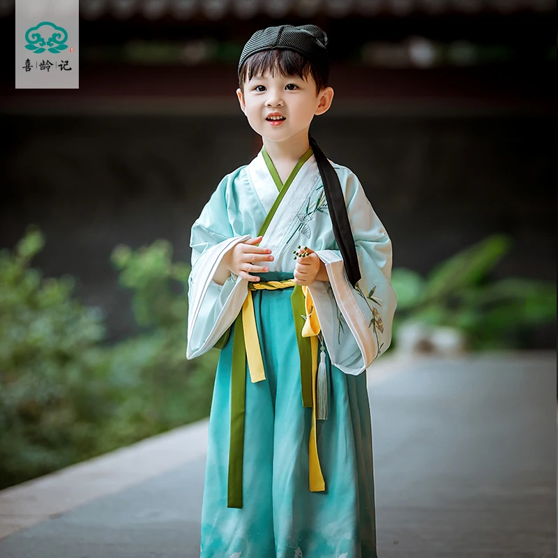 喜龄记【鹿饮溪林】中秋男童汉服春秋古风帅气儿童高端仙气国学服