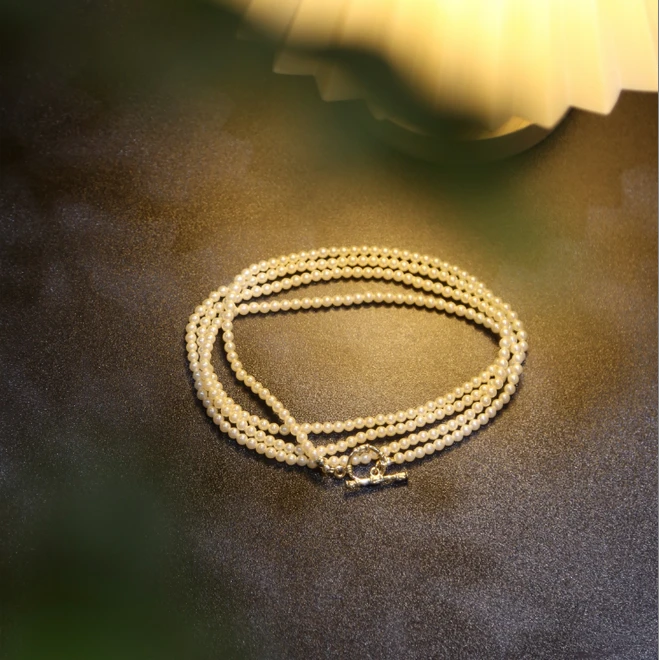 非金属仿珍珠项链 长款小米珠气质百搭项链