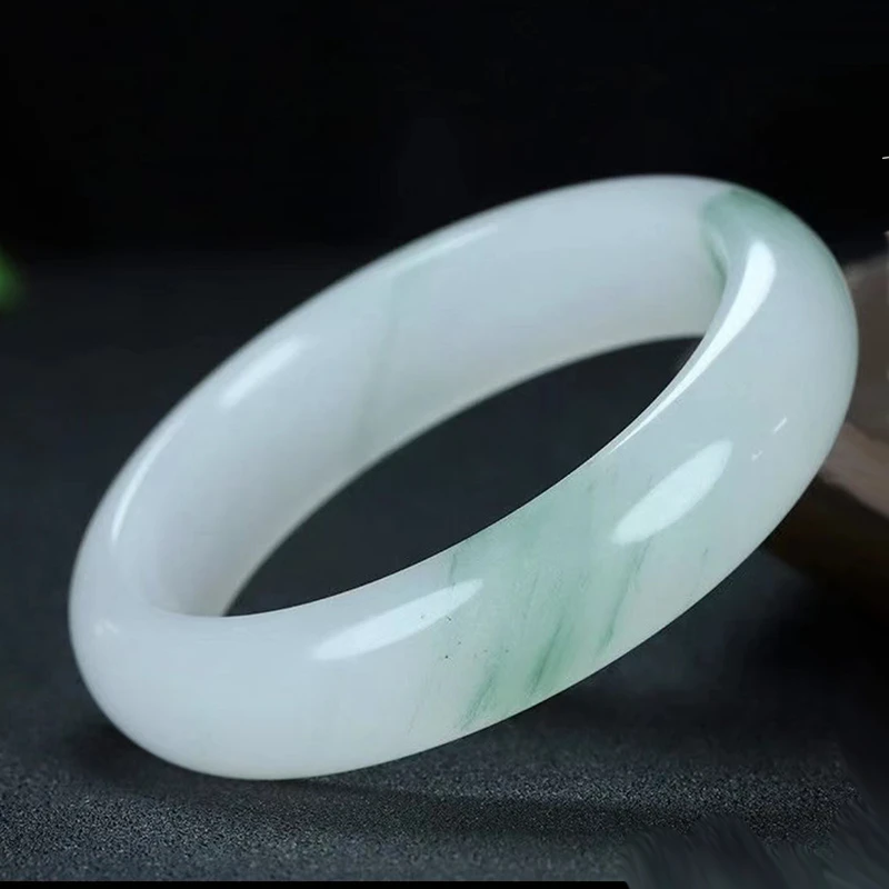 新疆金丝玉飘花手镯女款昆仑金丝玉旺夫真玉镯子女士女款精美手镯