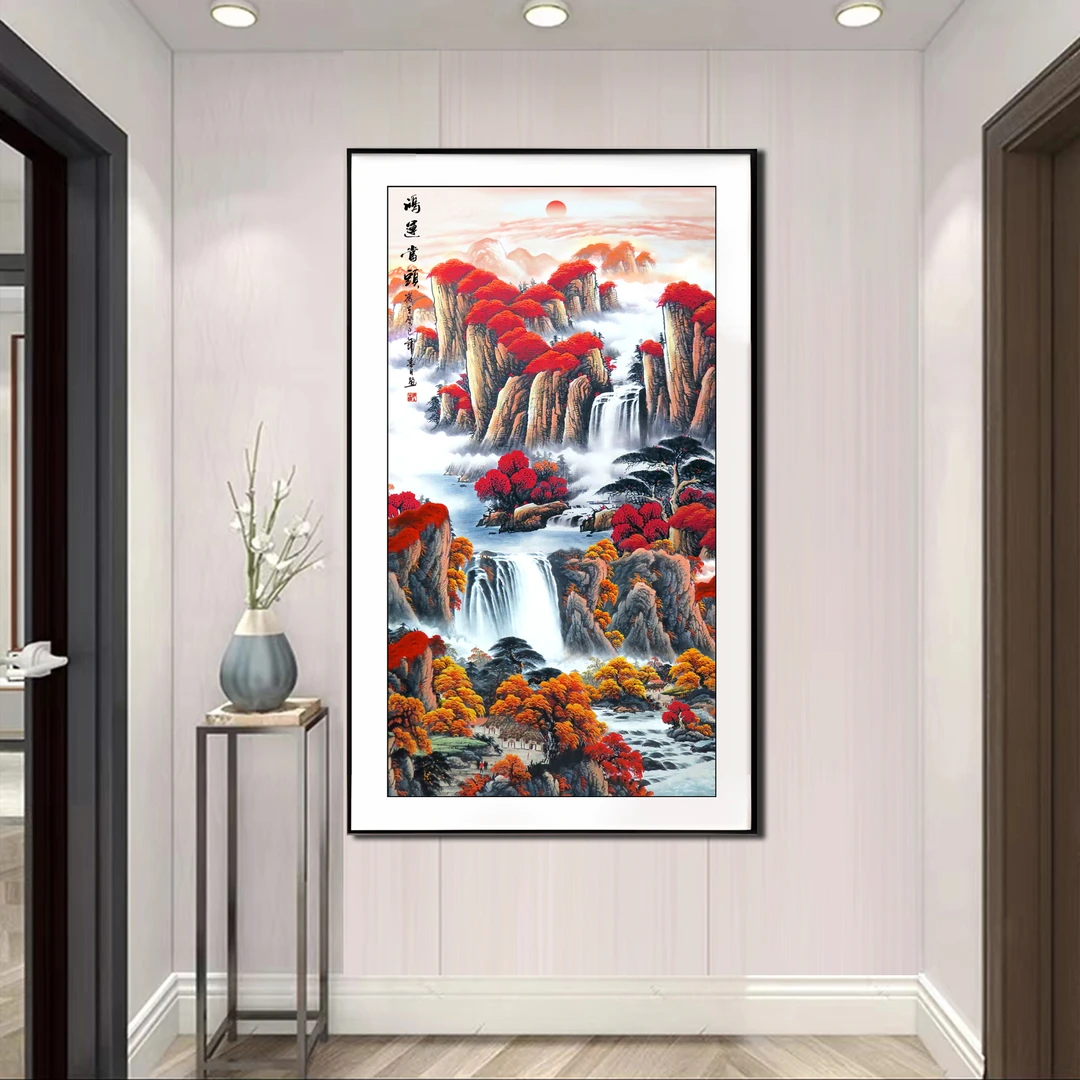 【新疆长绒棉双纱棉】6757鸿运当头十字绣中国风玄关画51种绣线
