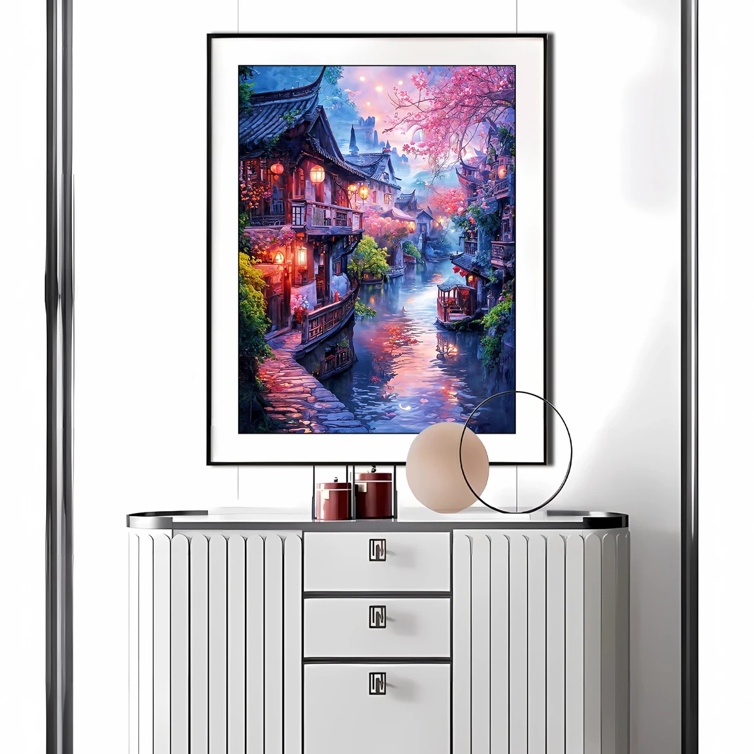 【新疆长绒棉绣布】6096水乡 十字绣大格60x80cm满绣56种绣线无勾边