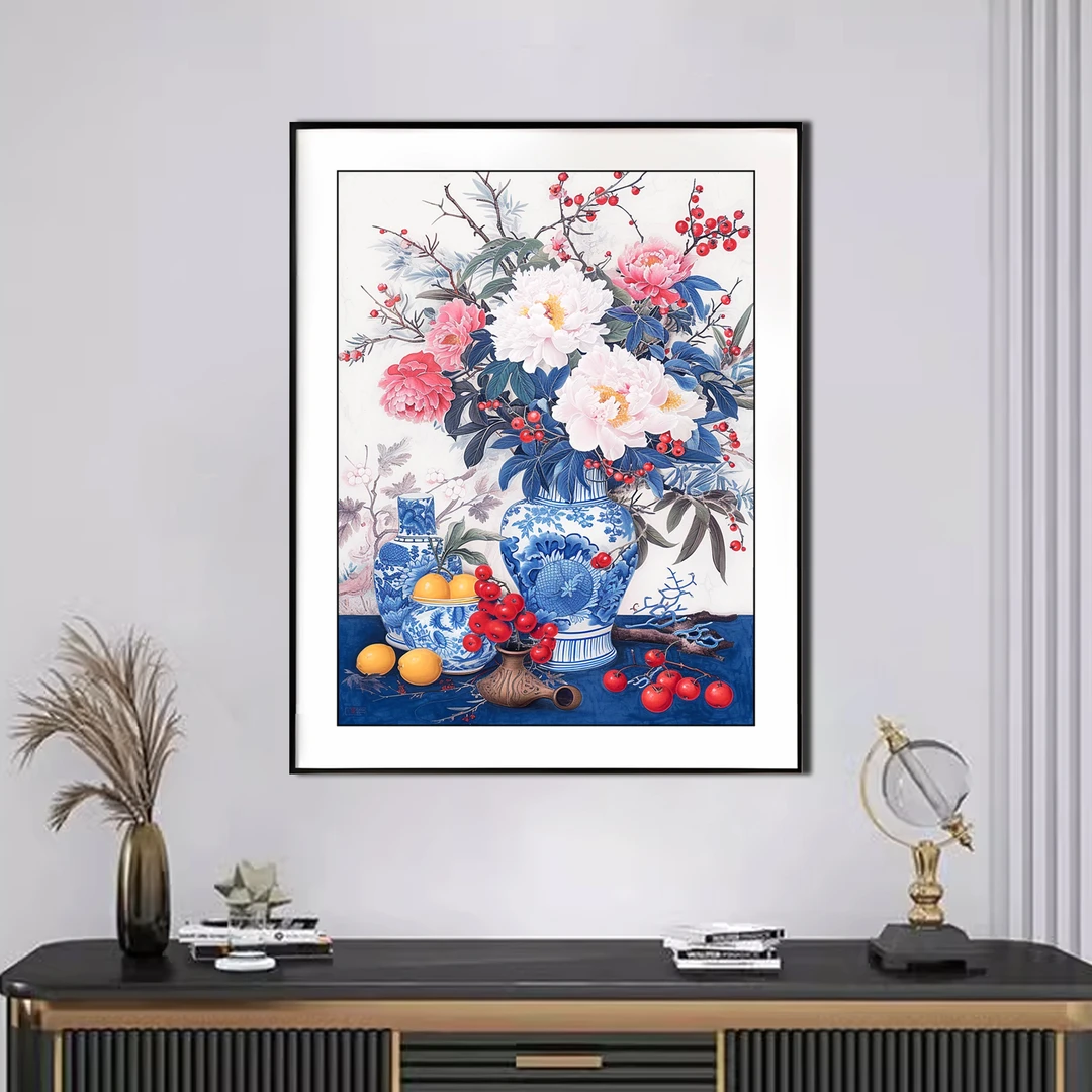 【新疆长绒棉双纱棉】6086富贵平安一 十字绣大格60*80满绣43色