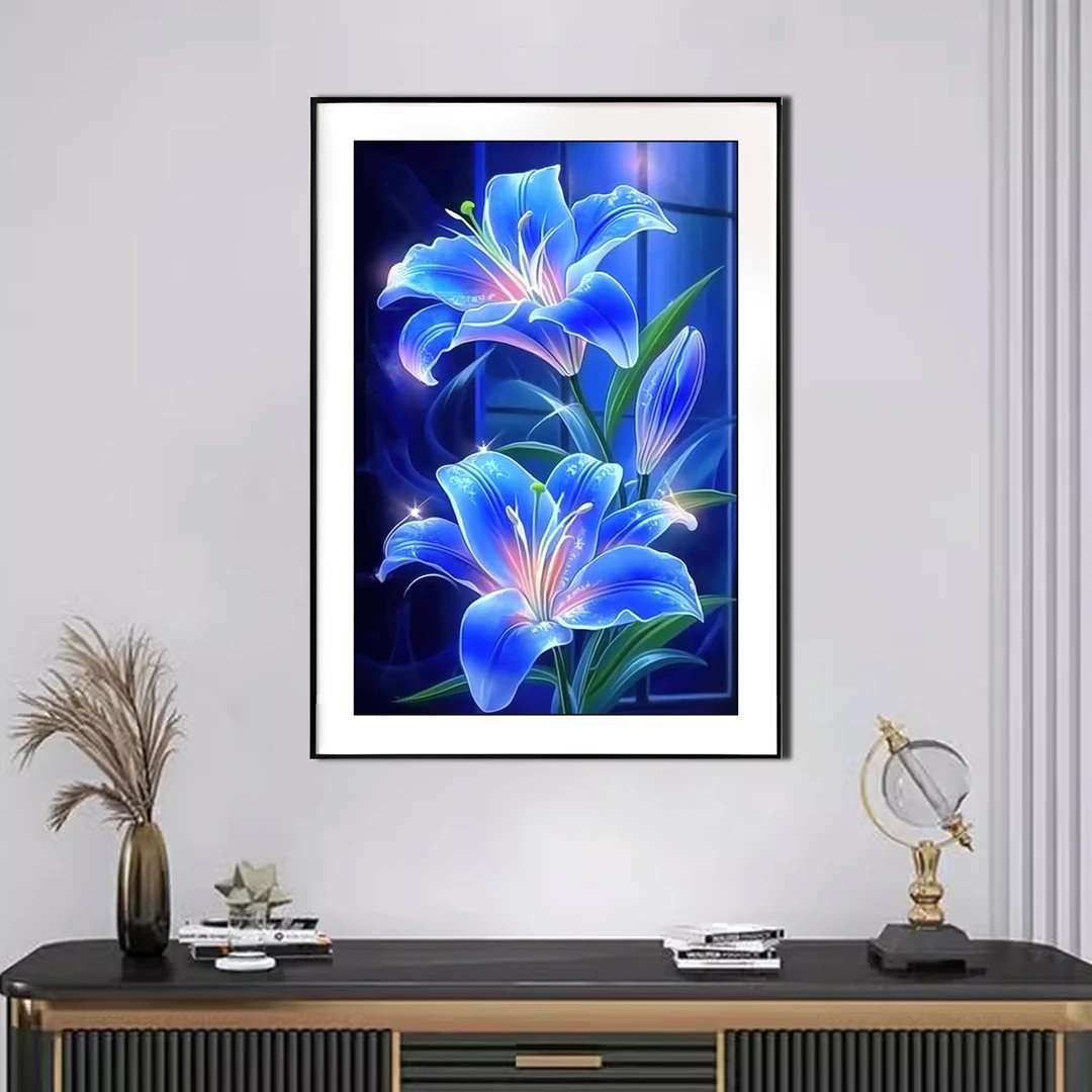 【新疆长绒棉绣布】6729琉璃百合 十字绣大格60*90满绣43色无勾边