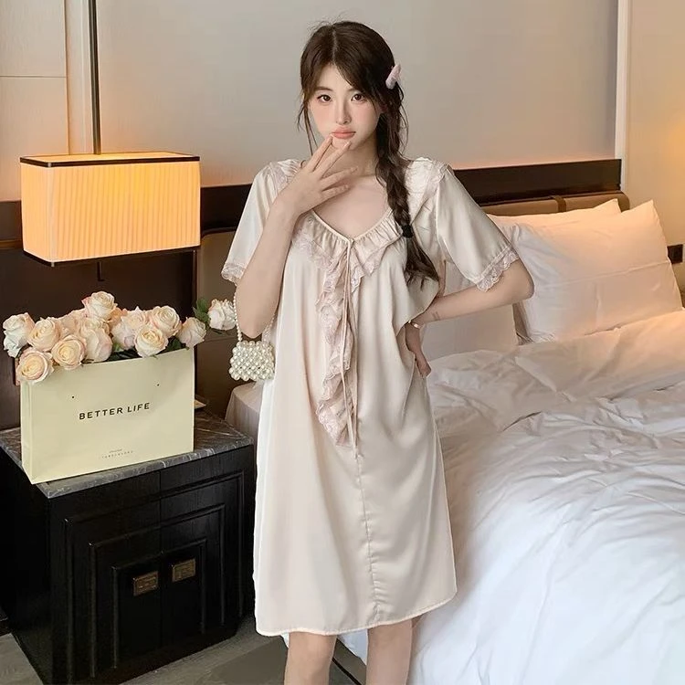 甜美睡裙女2024年春秋季新款时尚可爱纯欲风睡衣