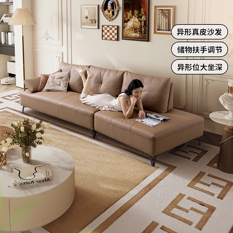 芝华仕无界沙发意式极简大户型家用直排高端客厅沙发头层牛皮3105