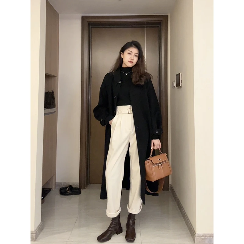 【现货48小时】张阿星搭配好裤显瘦冬季加厚百搭毛呢裤 W423K08463