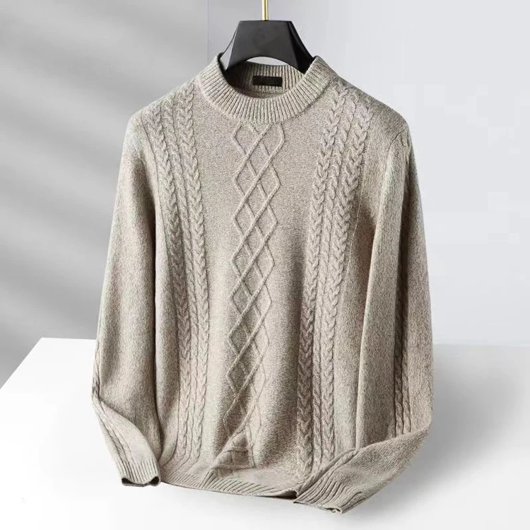 清仓断码山羊绒羊毛男士加厚保暖小半高领毛衣中年冬季针织羊毛衫