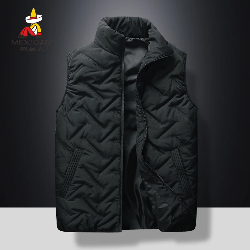 Mexican/稻草人男士马甲秋冬季休闲棉背心大码运动坎肩立领外套男