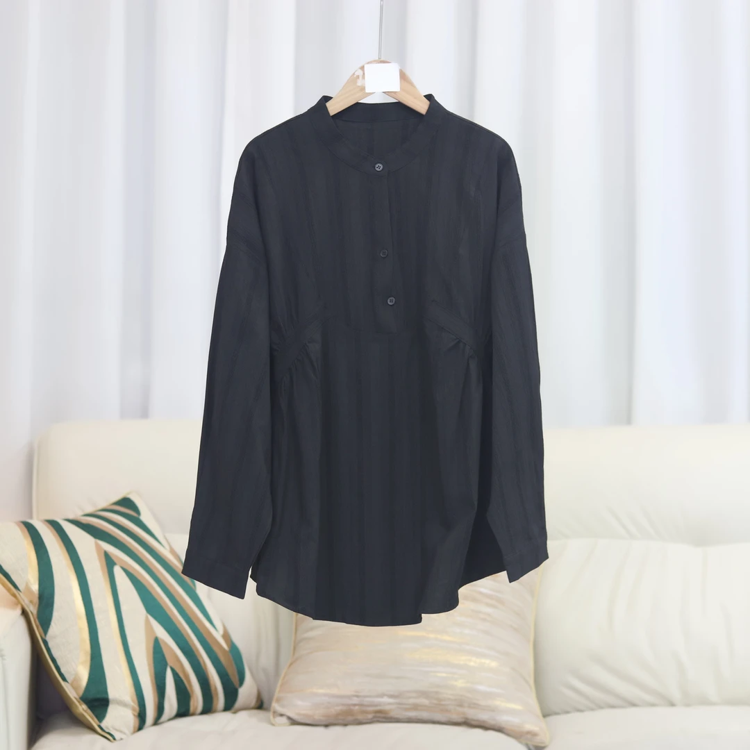 【4454】高品质原创设计黑色个性百搭衬衣