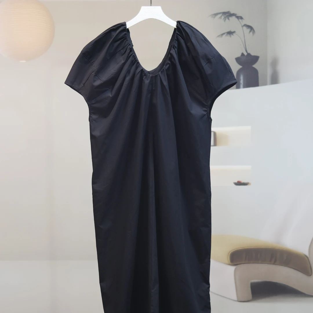 【4784】高品质原创设计黑色个性百搭修身无袖连衣裙