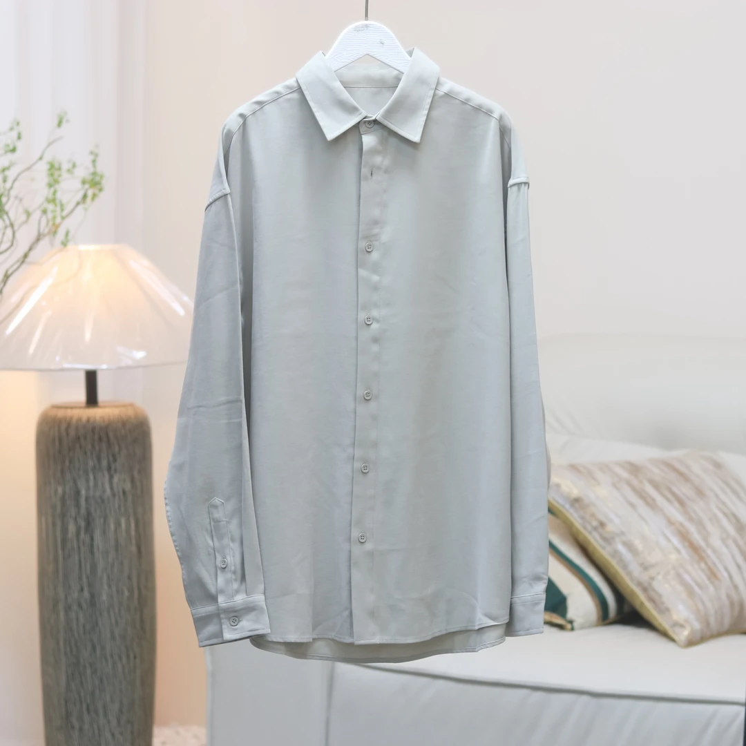 【2589】高品质原创设计灰杏色个性百搭衬衫