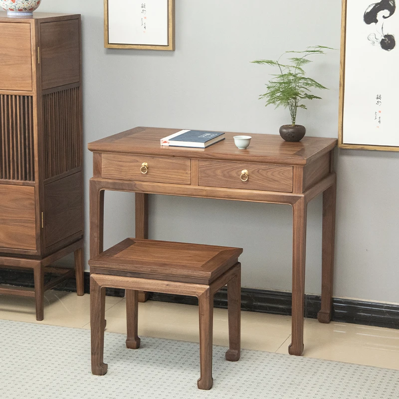 【直播间专属价】溪璞新中式家用单人小书桌子黑胡桃木学习桌实木