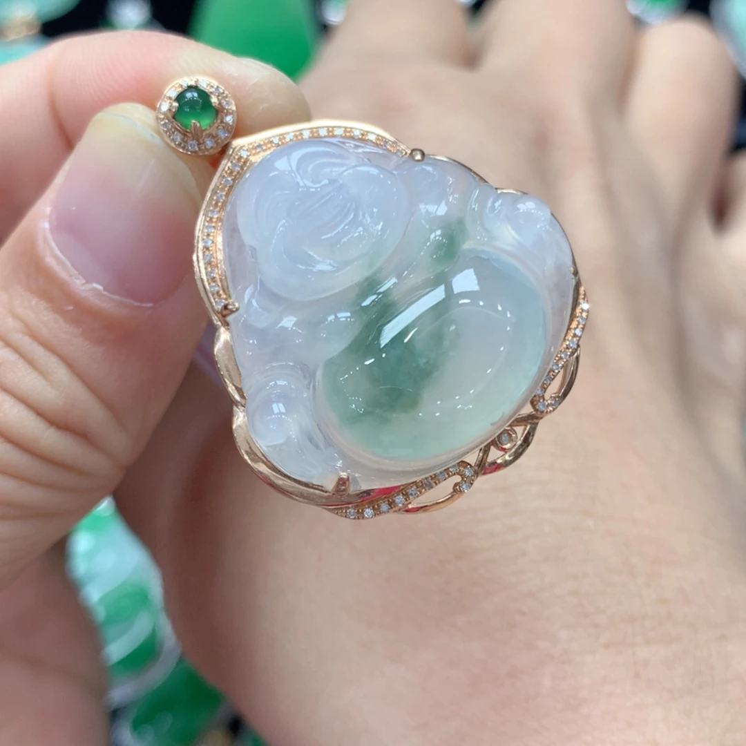 【闪购商品】翡翠吊坠(不含链)18K金镶嵌木*