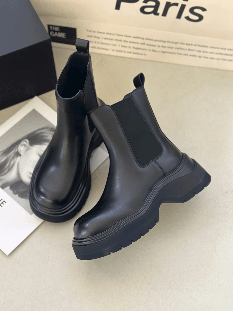 5310【伦敦旧梦】达思图2024年厚底欧洲站烟筒靴百搭加绒切尔西短靴