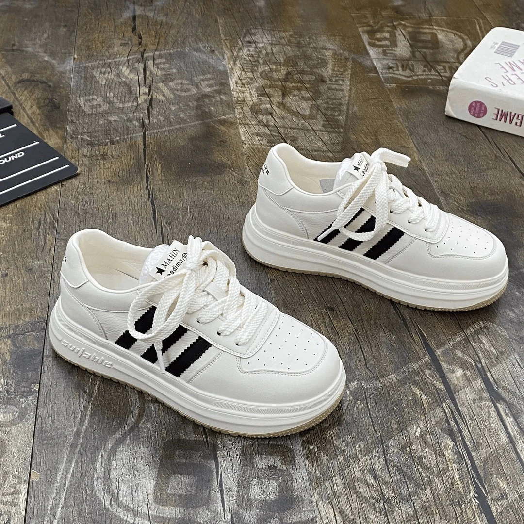 6618小白鞋女板鞋2024年春季圆头透气厚底百搭休闲鞋