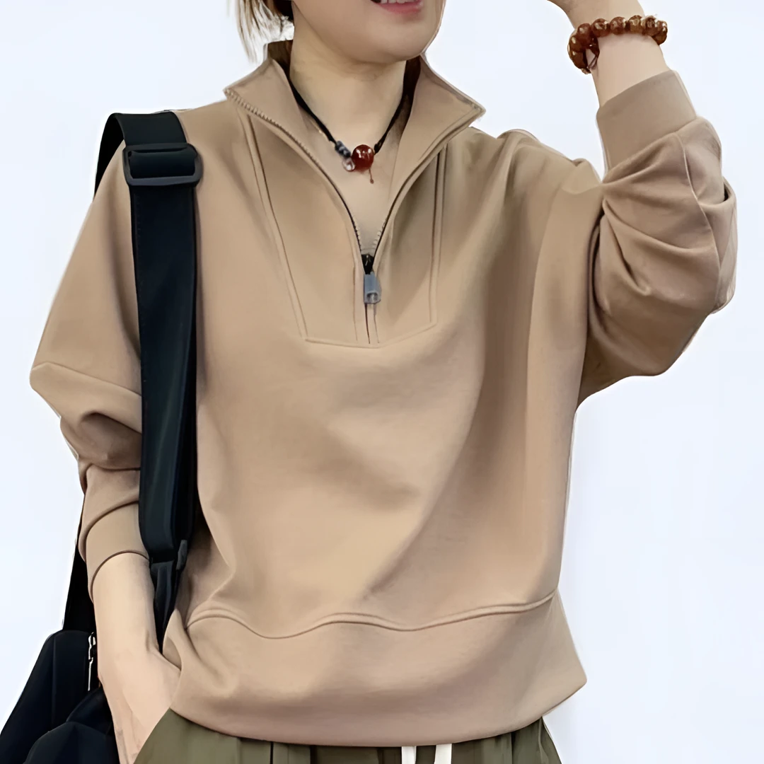 2024秋季新款潮牌半拉链立领卫衣女士宽松百搭女长袖卫衣上衣