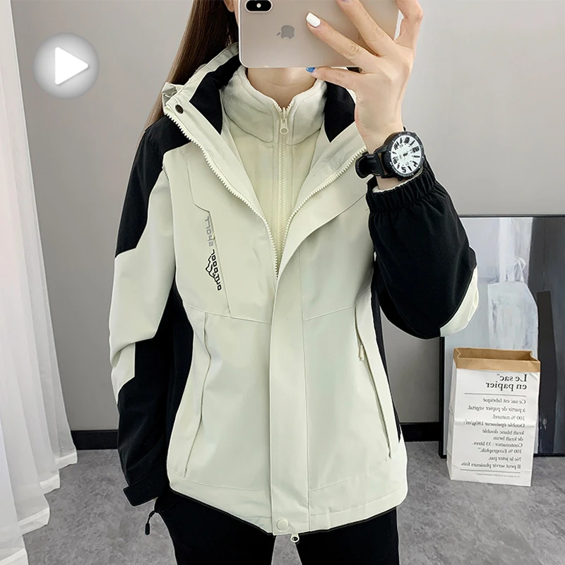 2025新款秋冬季品牌冲锋衣男女三合一可拆卸登山服防风防水外套