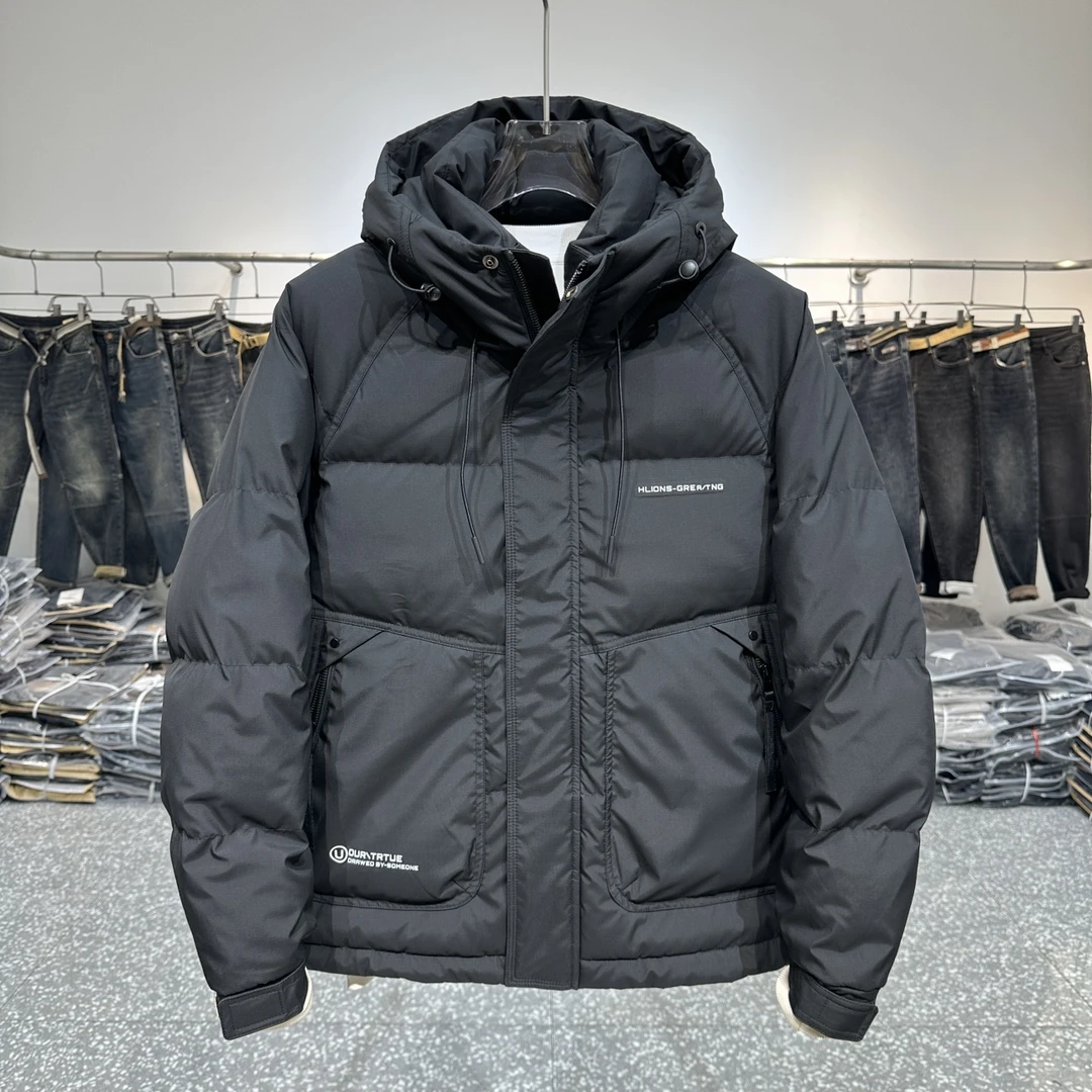 冬季新款男士连帽羽绒服男韩版简约常规款痞帅青年鸭绒上衣外套男