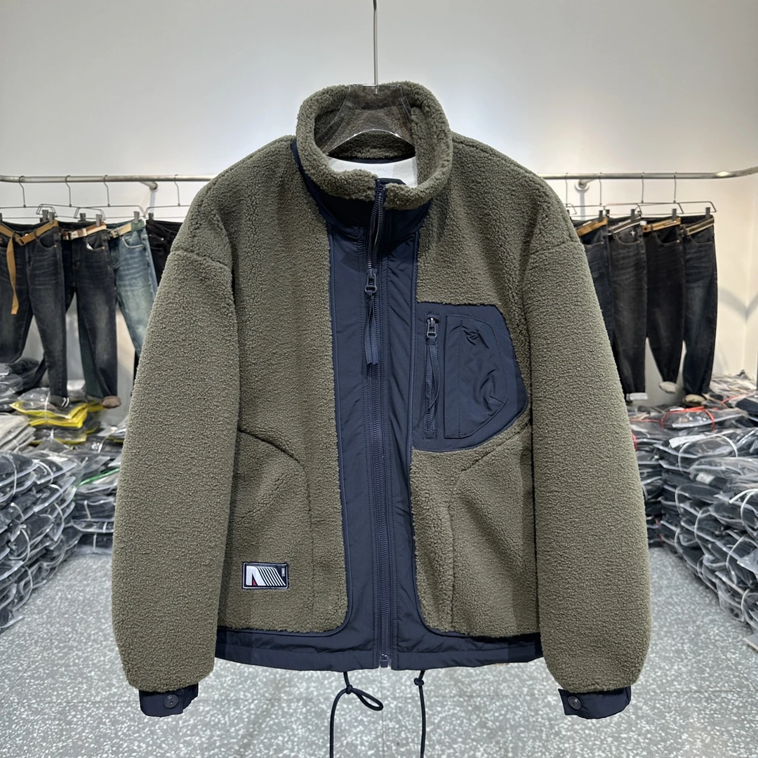 冬季新款颗粒绒立领棉服外套男潮牌大码棉衣青年加厚保暖上衣夹克