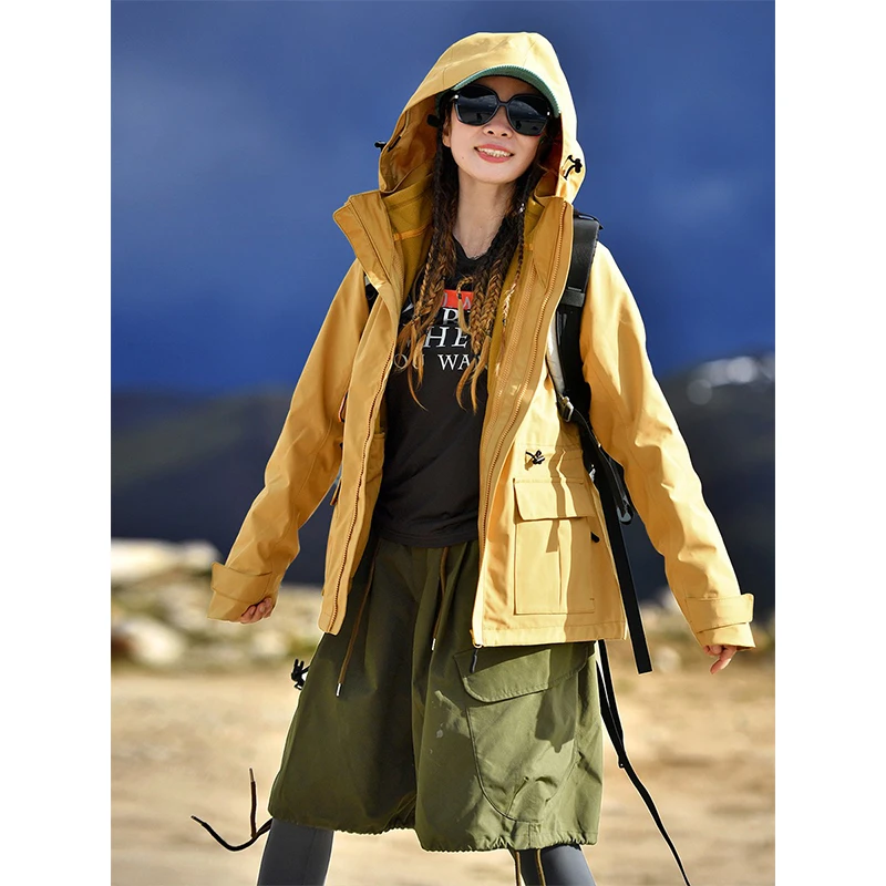 北京森林户外保暖搭子原创专业三合一接缝全压胶收腰冲锋衣外套