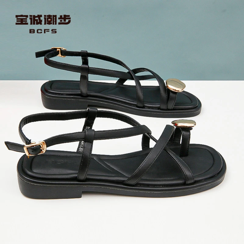 女款时尚凉鞋夏季B224666宝诚潮步35-39平底夹趾时装简约百搭