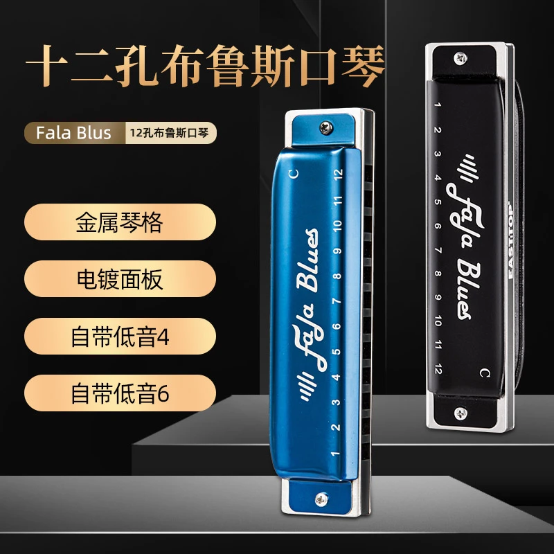EASTTOP东方鼎12孔全音阶布鲁斯口琴自带低音FALA成人专业演奏