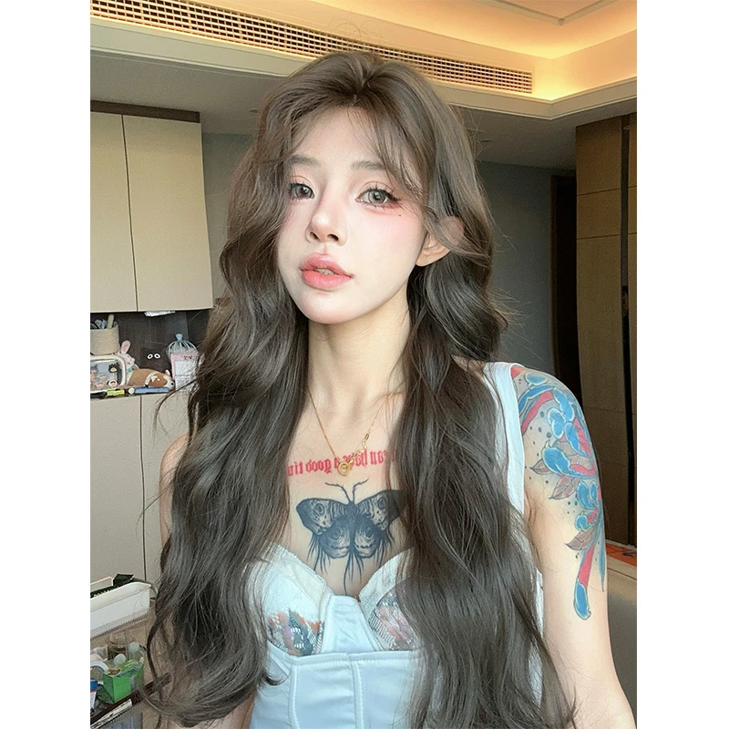 【羊毛卷】一字蕾丝中分羊毛卷假发套女 长卷发蓬松全头套