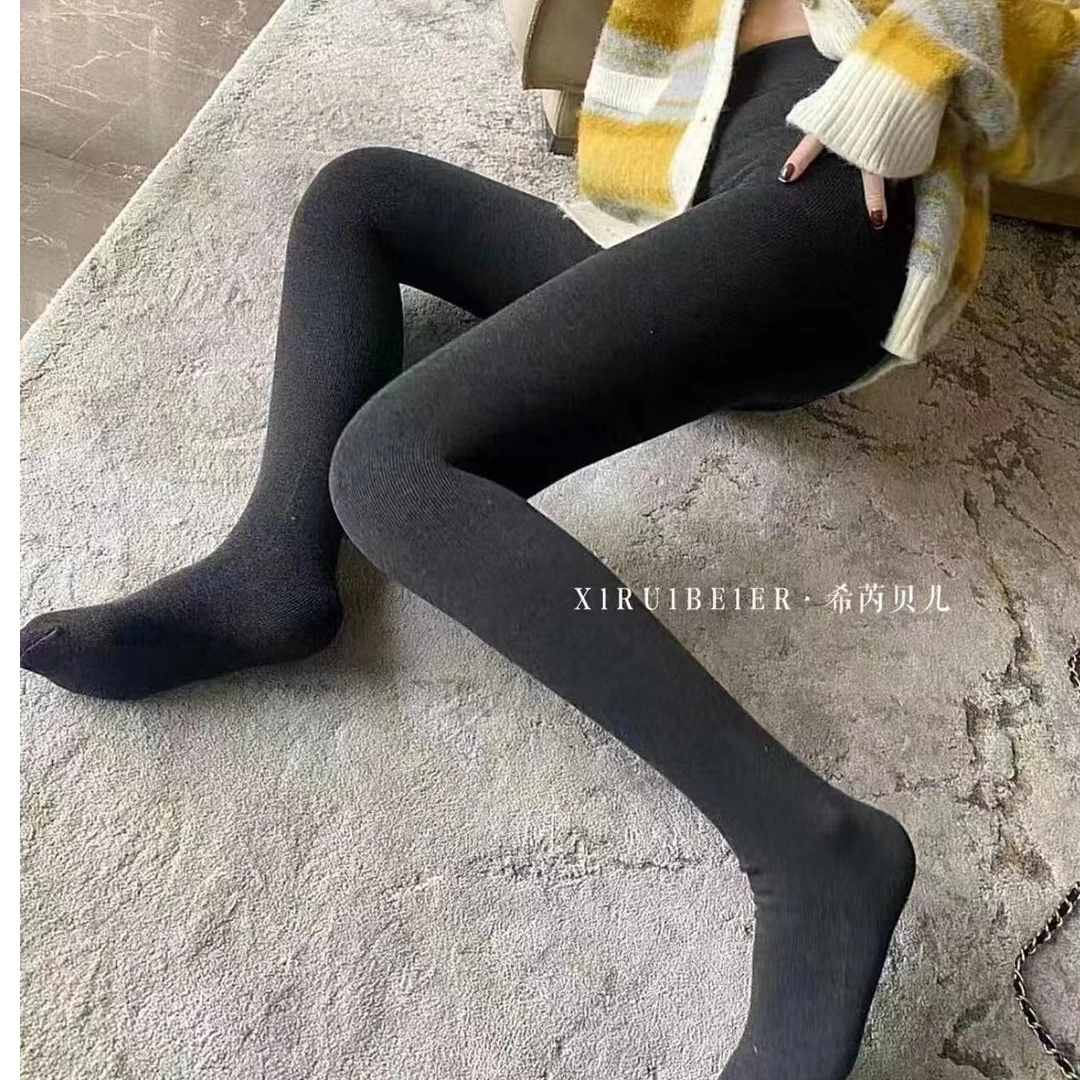 秋款韩系加绒百搭连脚袜裤