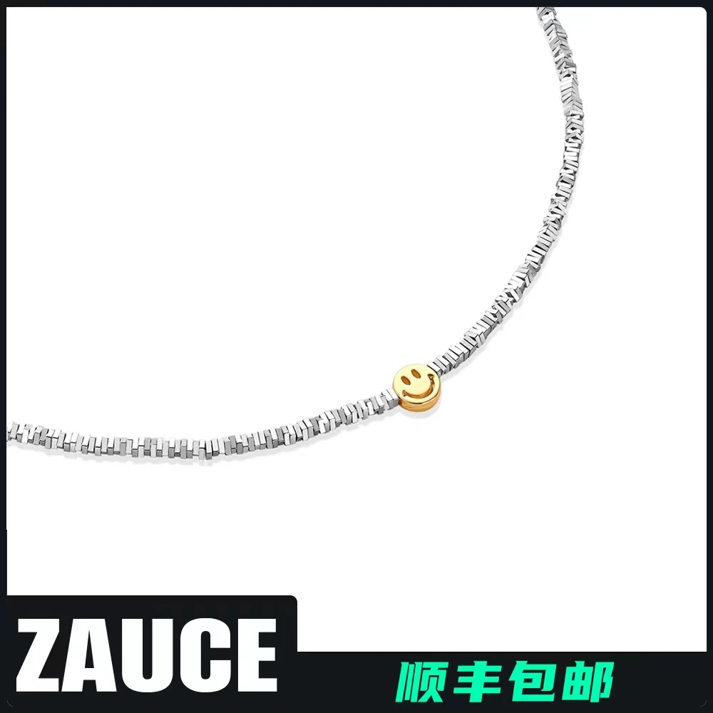 钛钢项链 碎银笑脸串珠项链 小众ins原创设计潮流百搭情侣款