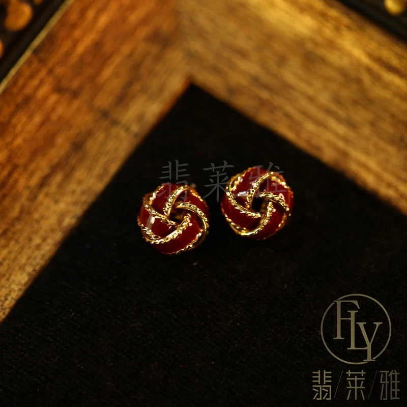 铜合金耳饰 翡莱雅 欧美小众个性气质时尚设计感毛线球耳环-3904
