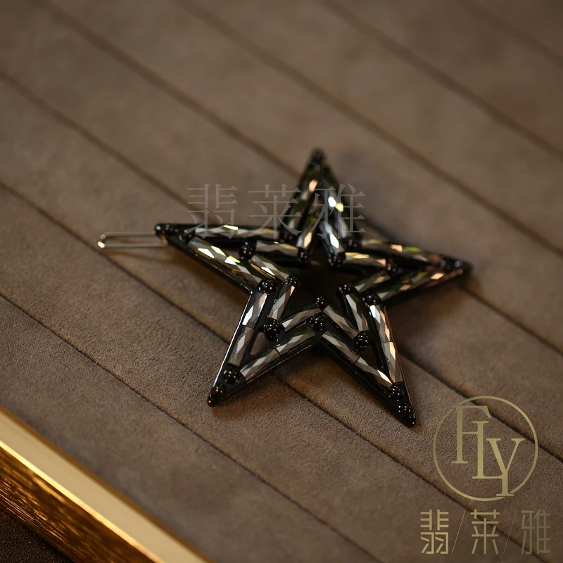 翡莱雅法式明星同款夜星手工简约暖冬新款个性饰品气质发夹-3848