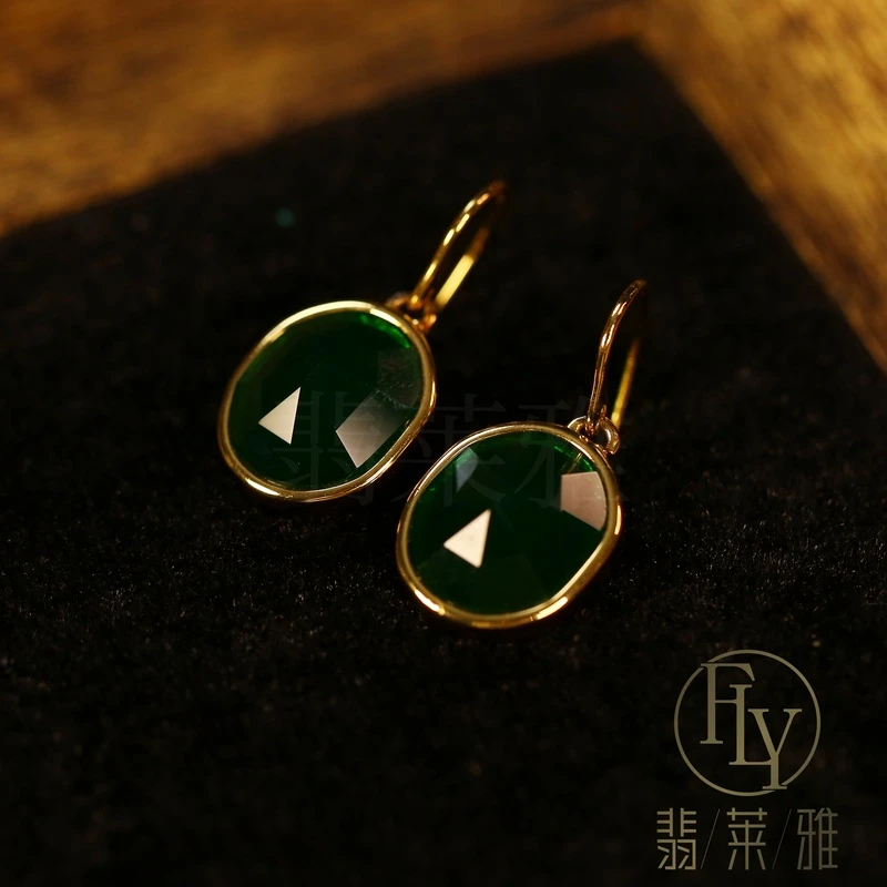 铜合金耳饰 中古vintage复古轻奢耳饰GLY-7581百搭小众镶嵌时尚