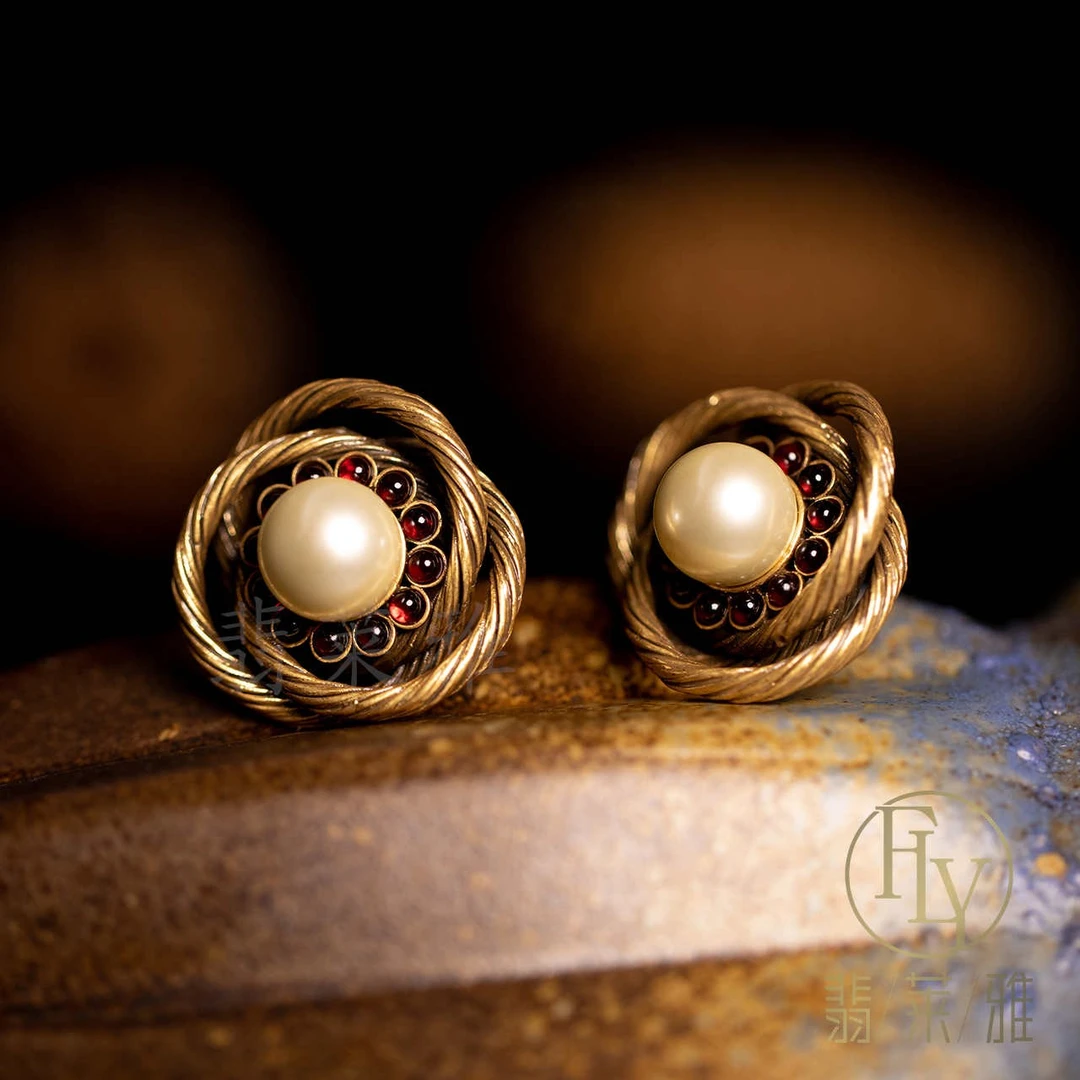 中古vintag设计师款耳钉JB- 7203复古古风百搭小众