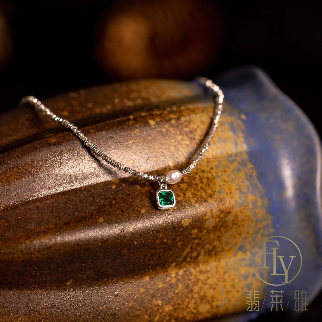 链子925银合成锆石 翡莱雅 碎银子时尚气质简约项链-4567古风百搭