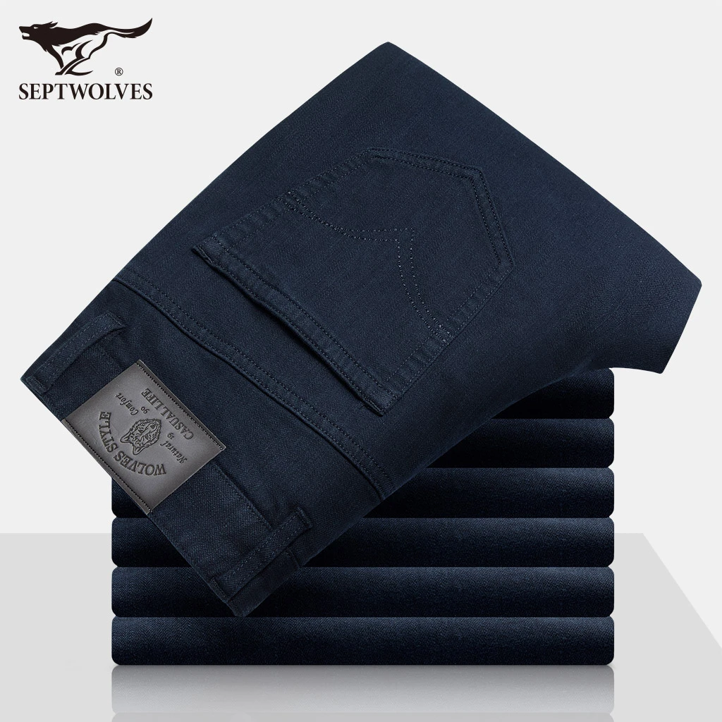 七匹狼休闲裤男士2025新款春秋季加厚直筒宽松中年弹力长裤子男装