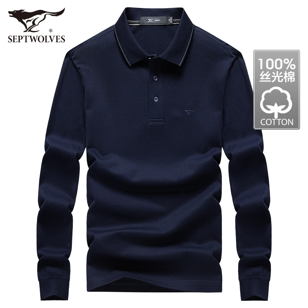 七匹狼狼族生活男士长袖t恤2025秋季宽松翻领polo衫休闲男装时尚