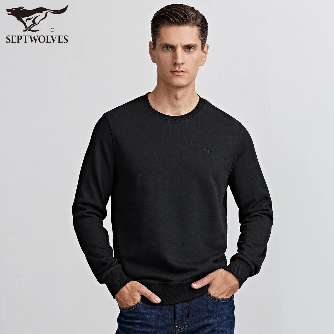 狼族生活七匹狼长袖卫衣圆领套头休闲男士户外打底舒适秋季男