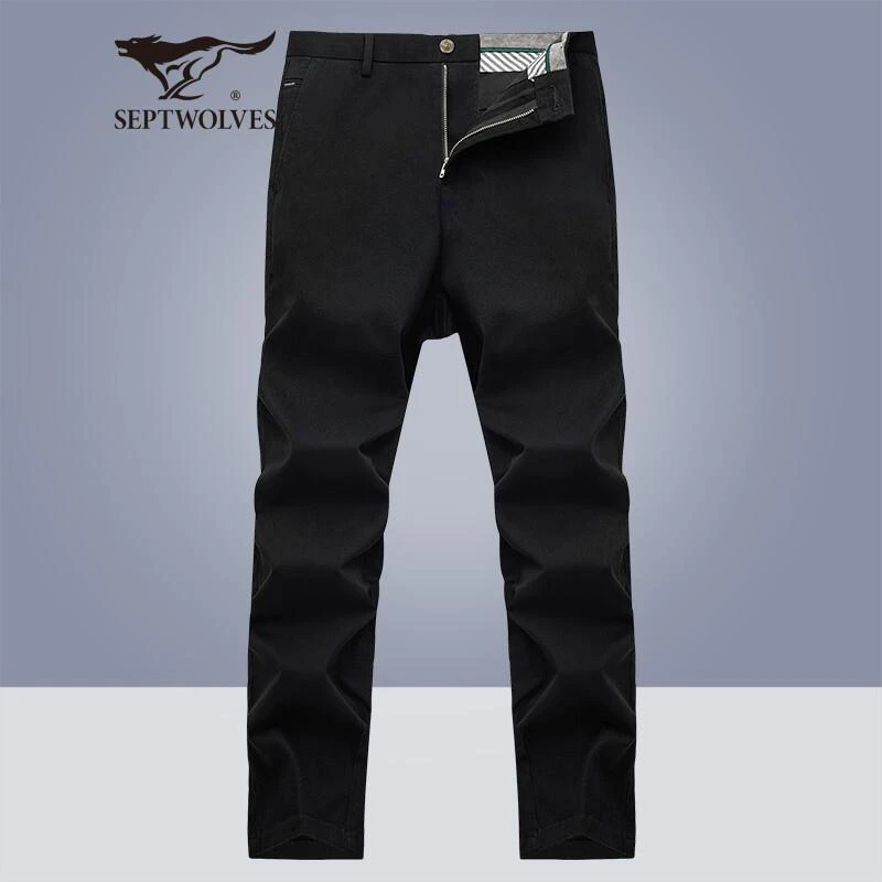七匹狼休闲裤男士2025新款春秋季直筒宽松中年商务含棉长裤子男装
