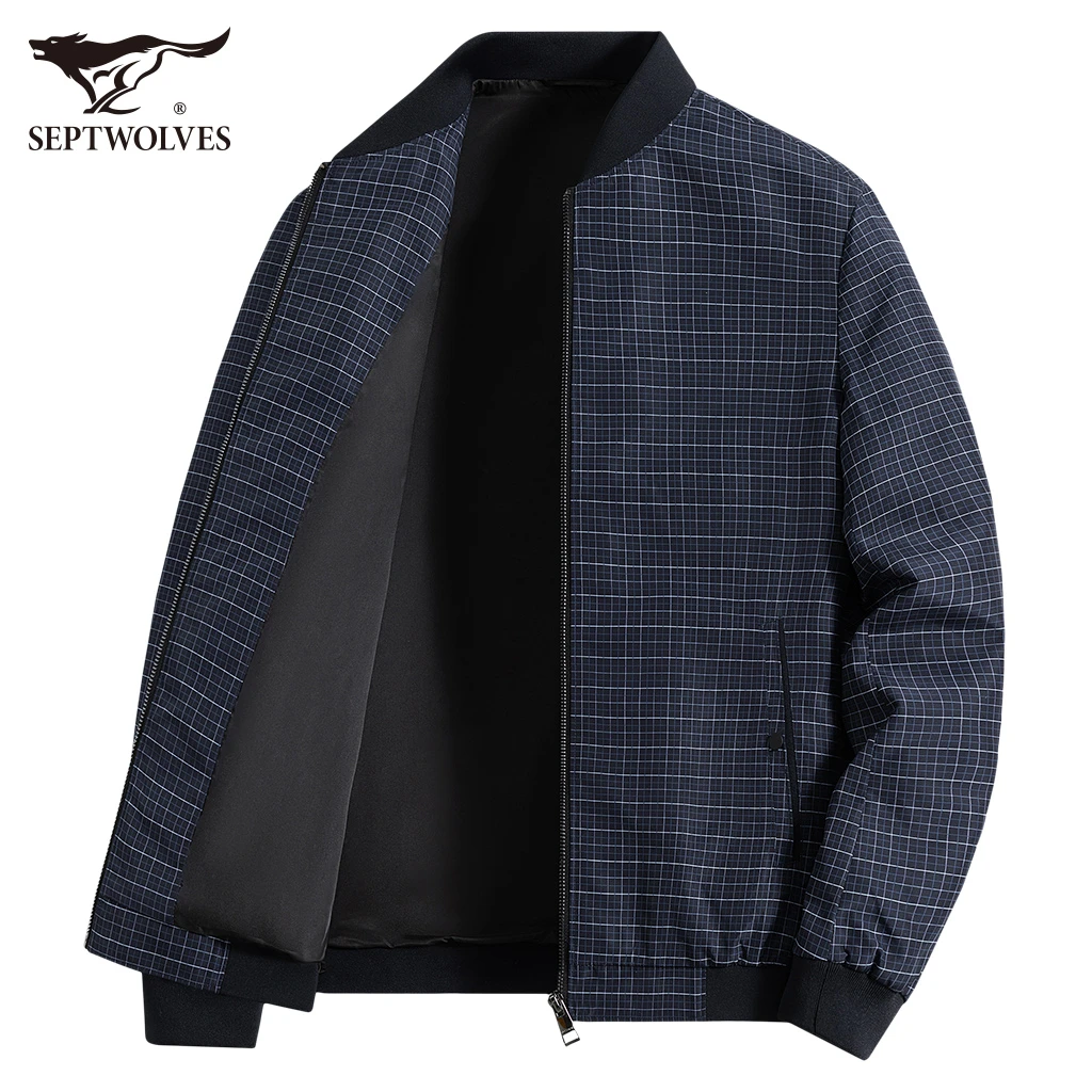 七匹狼棒球服夹克男士25秋季新款格子工装茄克外套中年上衣男装潮