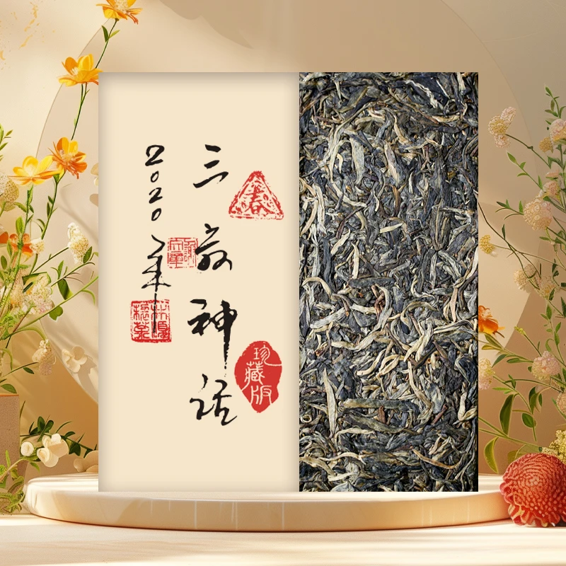 2020年三叔神话500克生砖古树普洱茶 彩程精选