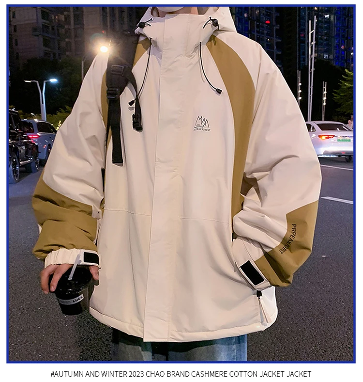 美式防风冲锋棉衣男外套冬季潮流加厚保暖旅游户外登山棉袄子冬装